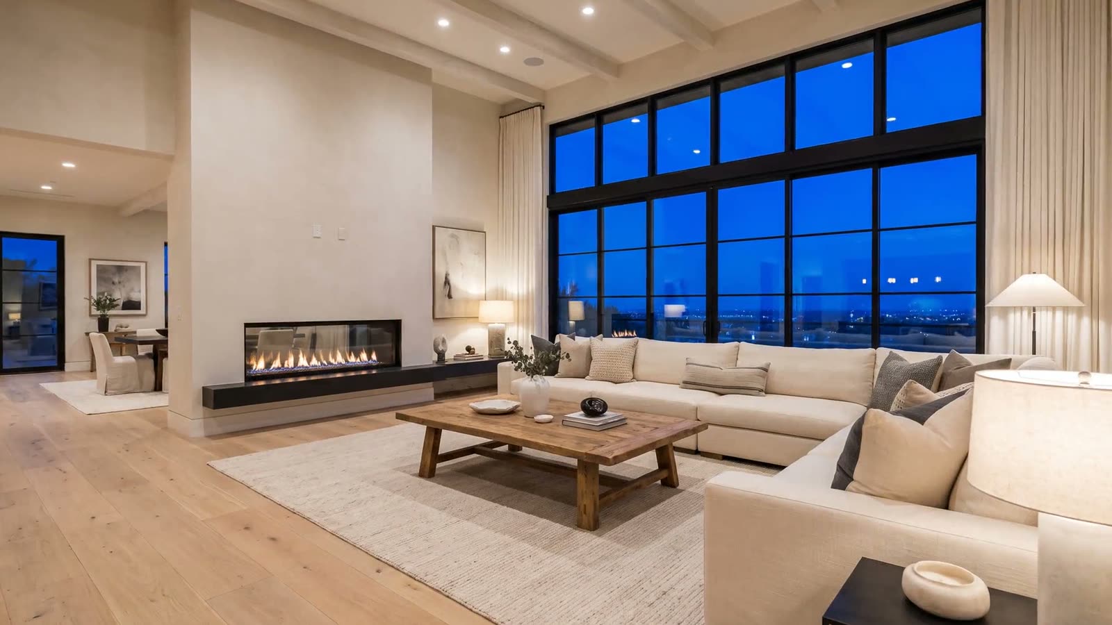 Sample frame 3: living room with a lit fireplace